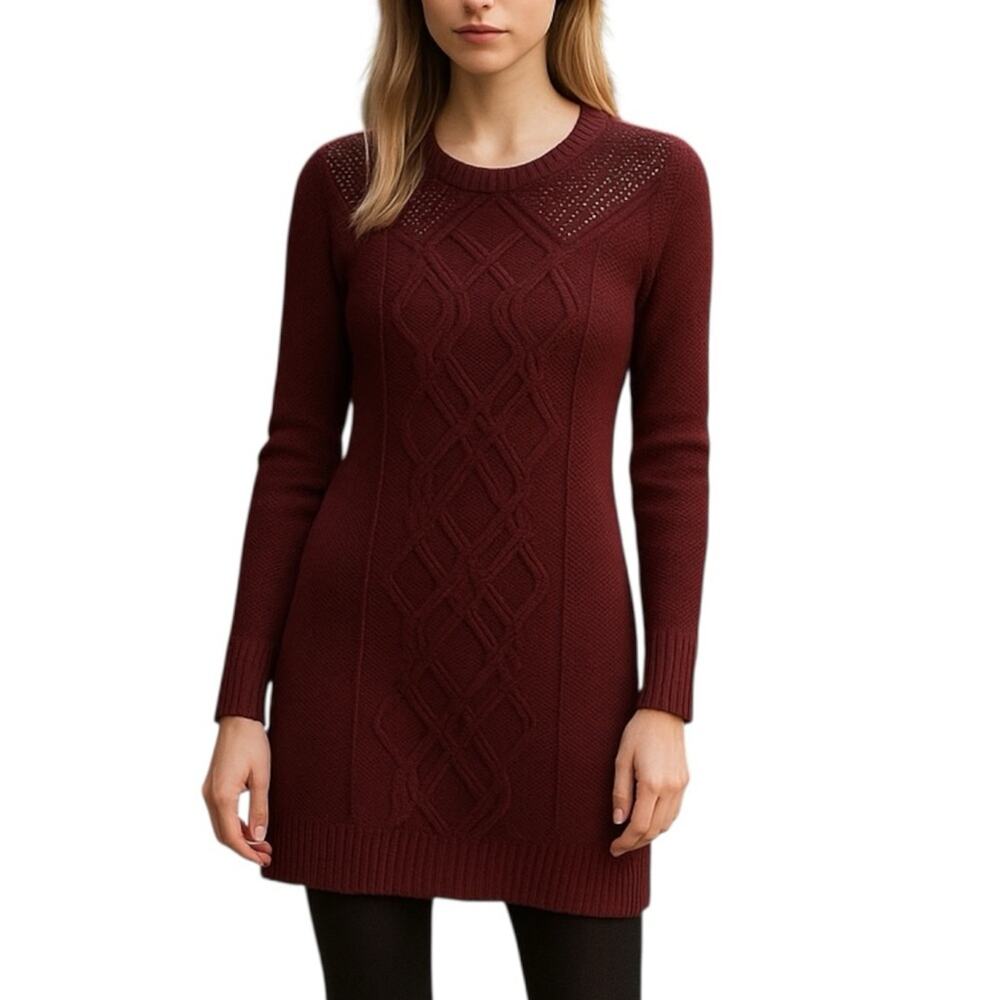 Tommy Hilfiger Preppy Sweater Dress Small Two Tone Cable Knit